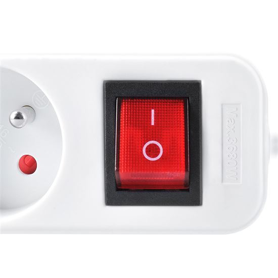 Solight predlžovací prívod 5m, 3 zásuvky, vypínač, 16A/3680W, PVC, biely