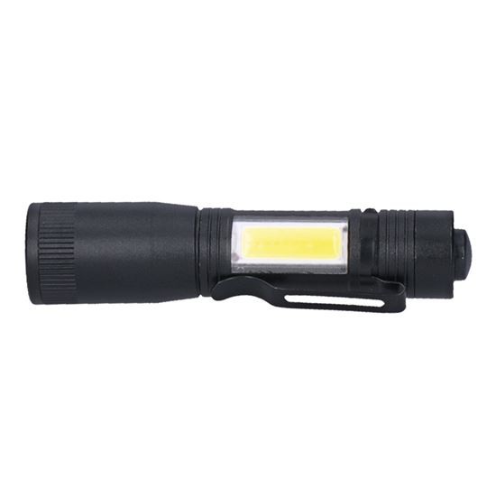 Solight LED kovové svietidlo, 150+60lm, 3W + COB, AA, čierna