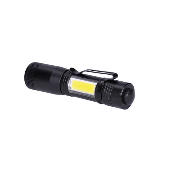 Solight LED kovové svietidlo, 150+60lm, 3W + COB, AA, čierna
