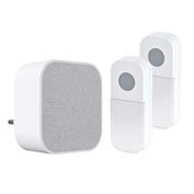 Solight bezdrôtový zvonček, 2 tlačidlá, do zásuvky, 180m, biely, learning code