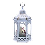 Solight LED vianočný lampáš biely, 33cm, 3x LED sviečka, 3x AAA