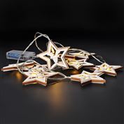 Solight LED vianočná reťaz hviezdy, 10x LED, drevo, 1,5m, 2x AA