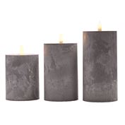 Solight sada LED sviečok s časovačom, 3ks, 10/13/15cm, sivá, 2x AA 