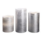 Solight sada LED sviečok, 3ks, 10/13/16cm, strieborná, 3x AAA 