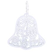 Solight LED drevený vianočný zvonček, 9x LED, biela, 30cm, časovač, 2x AA