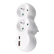 Solight rozbočovač s USB A+C rychlonabíjačkou 20W PD, 2 x 10A, biely