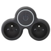 Solight rozbočovač, 2x 10A, čierny, vypínač