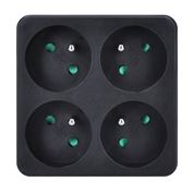 Solight rozbočovač, 4 x 10A, čierny