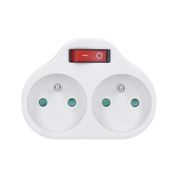 Solight rozbočovač, 2x 10 A, biely, vypínač