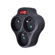 Solight rozbočovač, 3 x 10A, čierny, vypínač