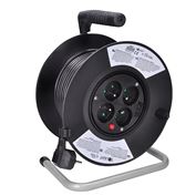 Solight predlžovací prívod na bubne, 4 zásuvky, 25m, čierny kábel, 3x 1,5mm2