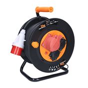 Solight predlžovací prívod - na bubne, zásuvky 400V + 230V, 25m kábel guma-neopren 5x1,5mm2, IP44