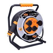 Solight predlžovací prívod - na kovovom bubne, 4 zásuvky, 40m kábel guma-neoprén, 3x 2,5mm2, IP44