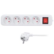 Solight predlžovací prívod 5m, 4 zásuvky, vypínač, 16A/3680W, PVC, biely