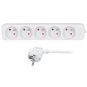 Solight predlžovací prívod, 5 zásuviek, biely, 1,5m