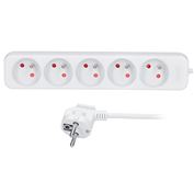 Solight predlžovací prívod, 5 zásuviek, biely, 2m