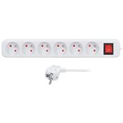 Solight predlžovací prívod 5m, 6 zásuviek, vypínač, 16A/3680W, PVC, biely