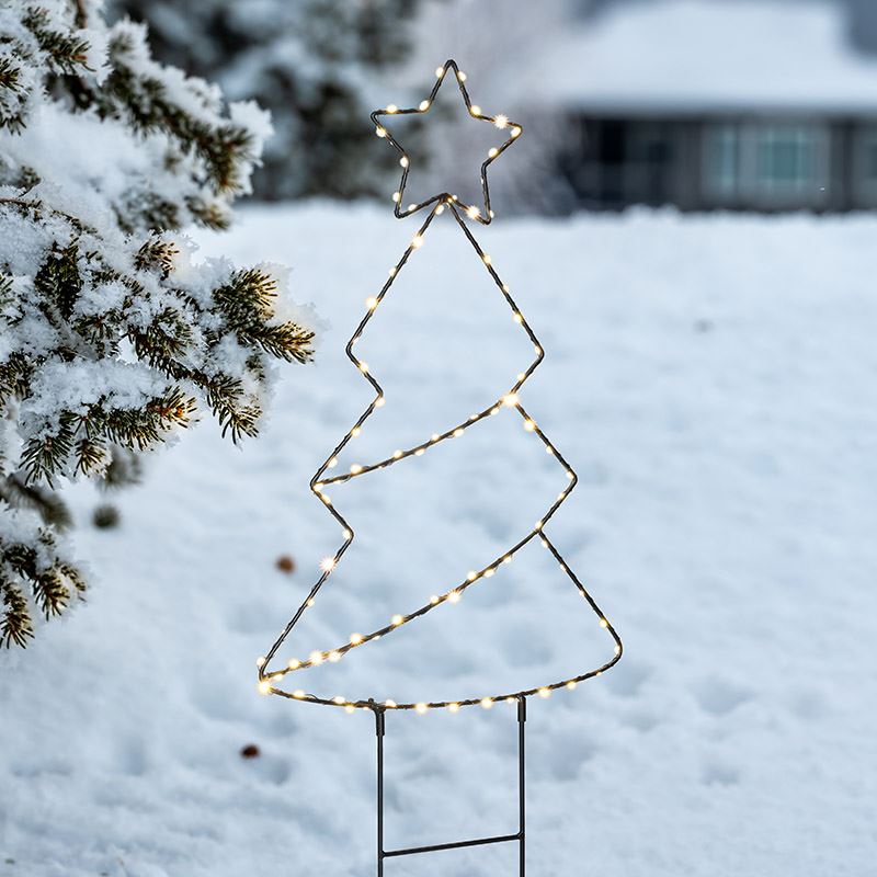 Solight LED vonkajšia dekorácia stromček, 85x LED, časovač, 68cm, 3x AA