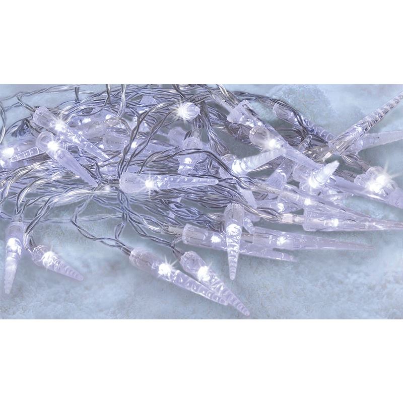 Solight LED vonkajšie cencúle, 50LED, časovač, 8 funkcií, IP44, 3xAA batérie